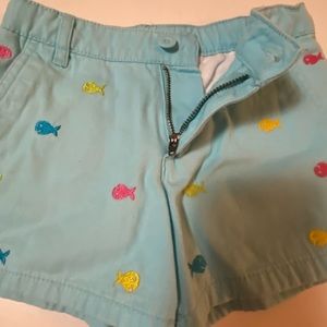 Blue Denim Girls Shorts w/ Multicolor Fish